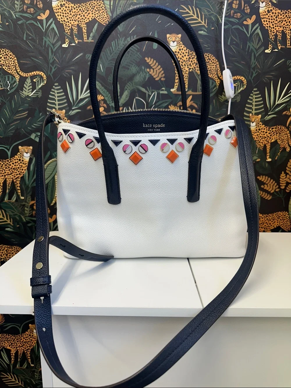 Kate Spade white leather bag with embellishments